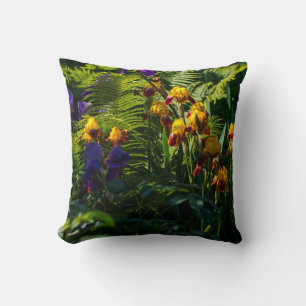 Sunny Garden Flowers Iris Nature Pillow Cushion