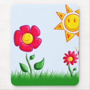 Sunny Garden Illustration Mouse Pad