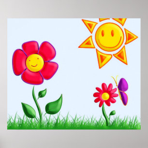 Sunny Garden Illustration Poster