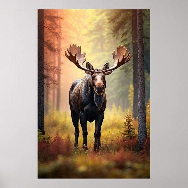 *~* Sunny Golden AP49 MOOSE Nature Forest  Poster (Front)