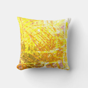 Sunny Golden Palm Tree Leaves Cushion