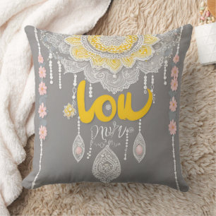 Sunny Grey Lace AI art Cushion
