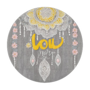 Sunny Grey Lace AI art Cutting Board