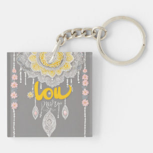 Sunny Grey Lace AI art  Key Ring