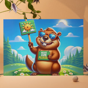 Sunny Groundhog Holiday Postcard