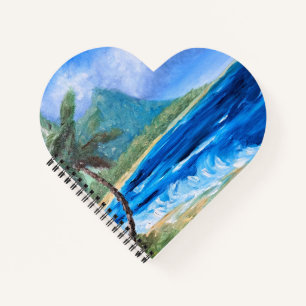 Sunny Hawaii Beach Painting Tropical Paradise Palm Notebook