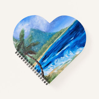 Sunny Hawaii Beach Painting Tropical Paradise Palm Notebook