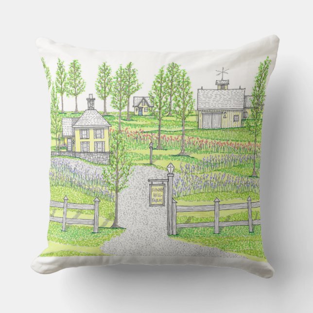 Sunny Hill Farm Large Throw Pillow with Yellow (Front)