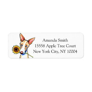 Sunny Ibizan Hound Off-Leash Art™ Custom Return Address Label