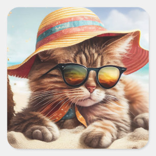 Sunny Kitty Square Sticker
