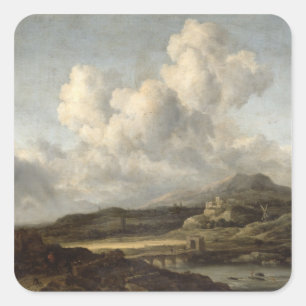 Sunny Landscape Square Sticker