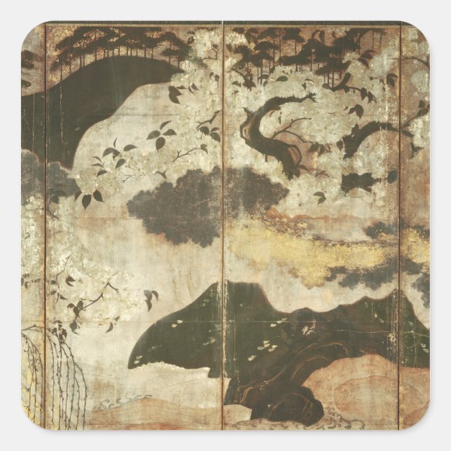 Sunny Landscape Square Sticker (Front)