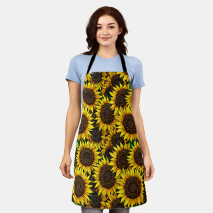 Sunny Large Sunflowers Pattern Apron