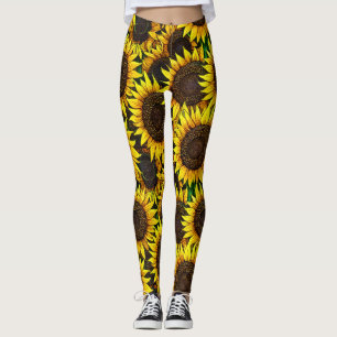 Sunny Large Sunflowers Pattern  Leggings