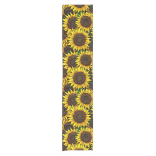 Sunny Large Sunflowers Pattern Short Table Runner