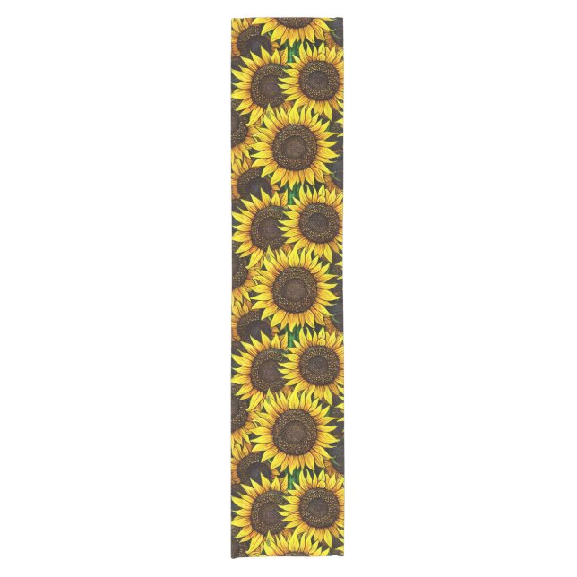 Sunny Large Sunflowers Pattern   Short Table Runner (Front)