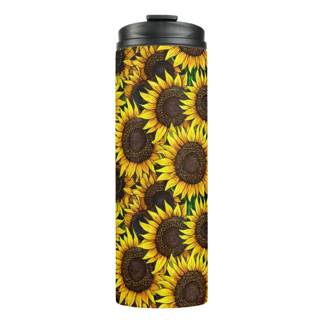 Sunny Large Sunflowers Pattern  Thermal Tumbler (Front)