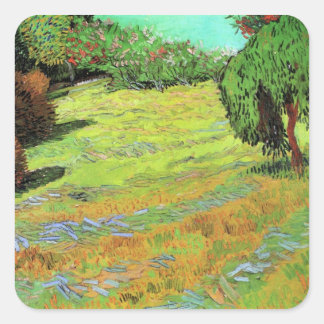 Sunny Lawn in a Public Park by Vincent van Gogh Square Sticker