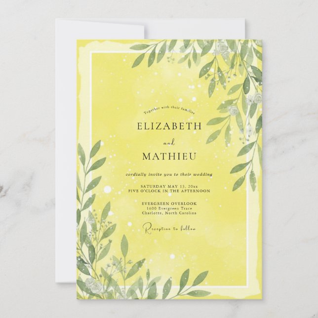 Sunny Leafy Wedding Invitation (Front)