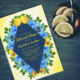 Sunny Lemon Floral Rehearsal Dinner Invitation