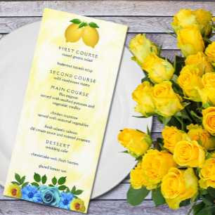 Sunny Lemon Floral Wedding Menu