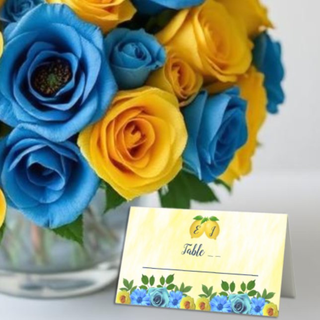 Sunny Lemon Floral Wedding Place Card (Creator Uploaded)