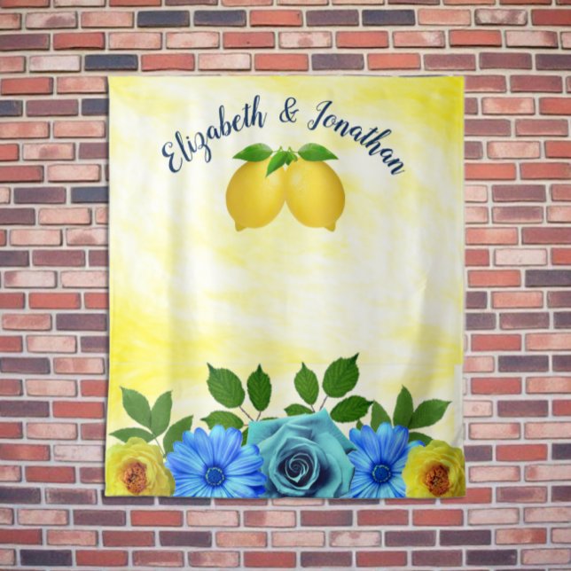 Sunny Lemon Floral Wedding Tapestry (Creator Uploaded)