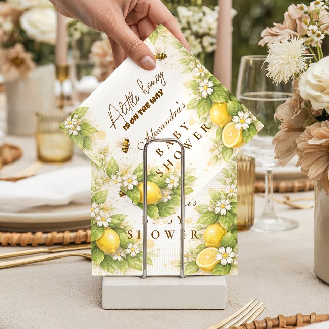 Sunny Lemon Honey Bee Baby Shower Napkin (Creator Uploaded)