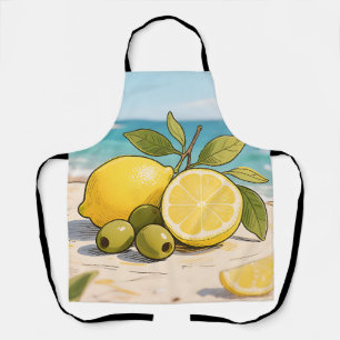 Sunny Lemon Olive Beachside Fresh Apron