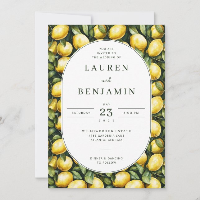 Sunny Lemon Wedding Invitation (Front)
