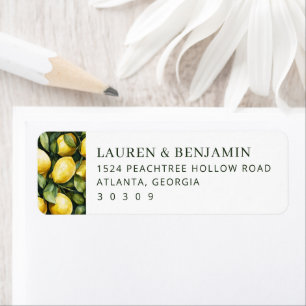 Sunny Lemon Wedding Return Address Label