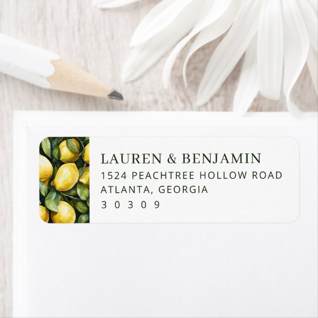 Sunny Lemon Wedding Return Address Label (Insitu)