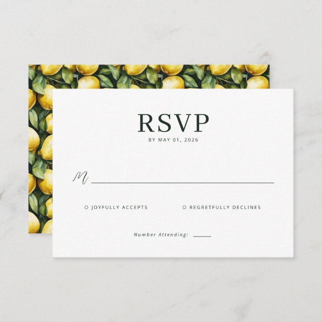 Sunny Lemon Wedding RSVP Card (Front/Back)