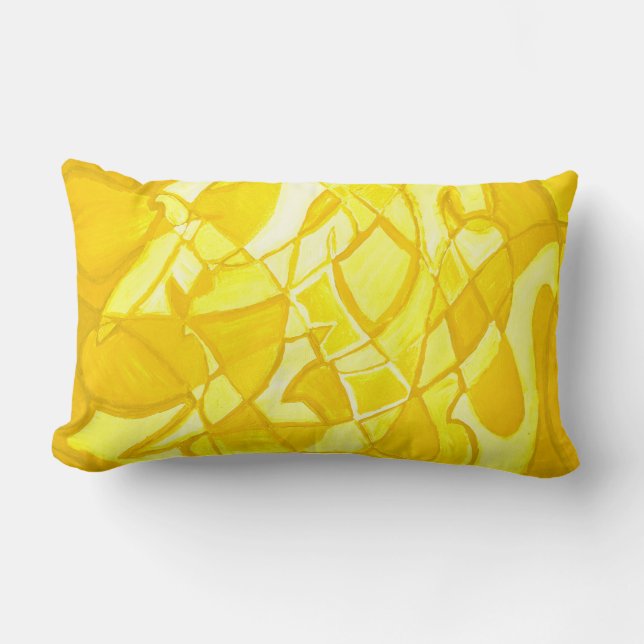 Sunny Lemon Yellow Abstract Modern Art PIllow (Front)