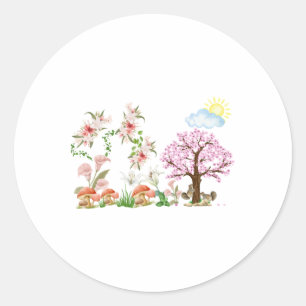 Sunny Lillies Squirrels Playing Sticker
