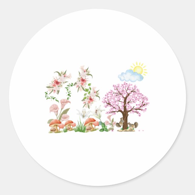 Sunny Lillies Squirrels Playing Sticker  (Front)