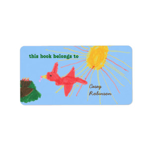 Sunny little bird personalised bookplate label