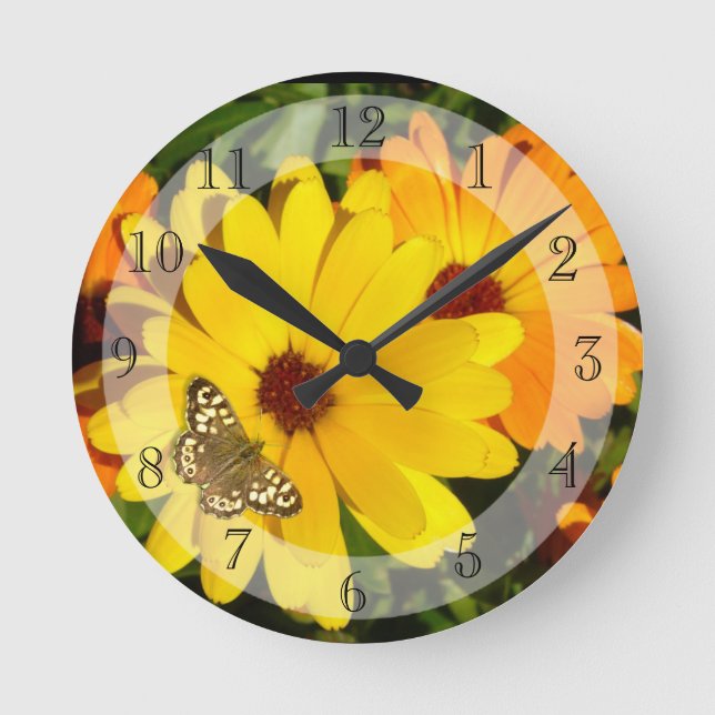 Sunny Marigolds Round Clock (Front)
