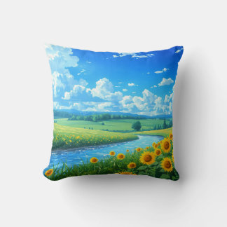 Sunny Meadow Throw Pillow