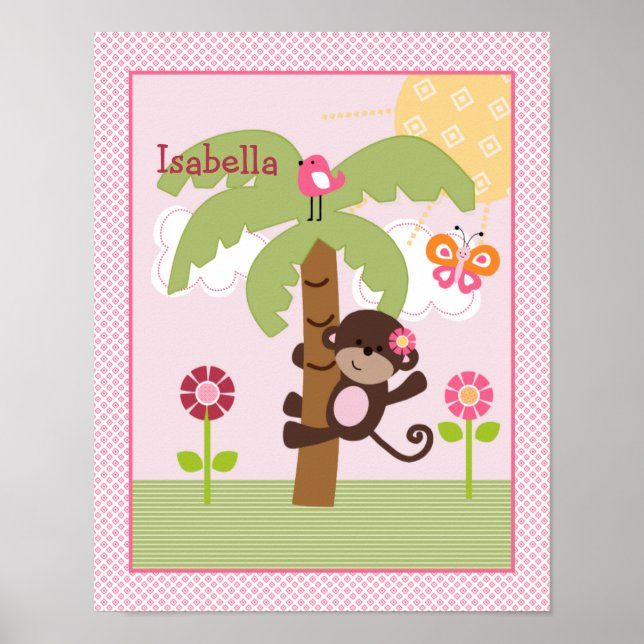 Sunny Monkey in Tree Safari Personalised Poster (Front)