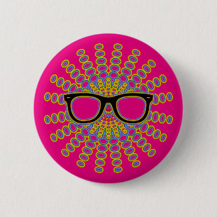 Sunny Nerd Glasses + your backgr. & ideas 6 Cm Round Badge
