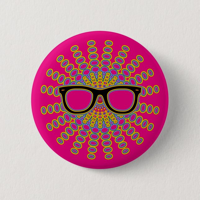 Sunny Nerd Glasses + your backgr. & ideas 6 Cm Round Badge (Front)
