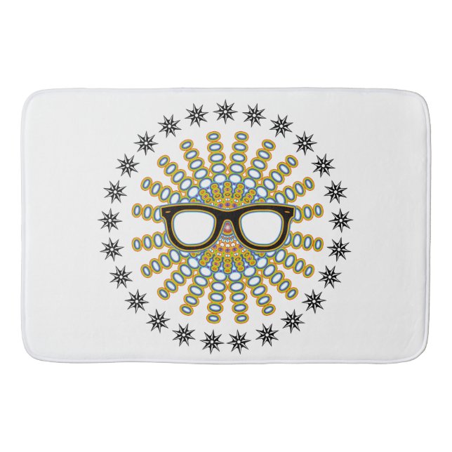 Sunny Nerd Glasses + your backgr. & ideas Bath Mat (Front)
