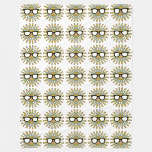 Sunny Nerd Glasses + your backgr. & ideas Fleece Blanket