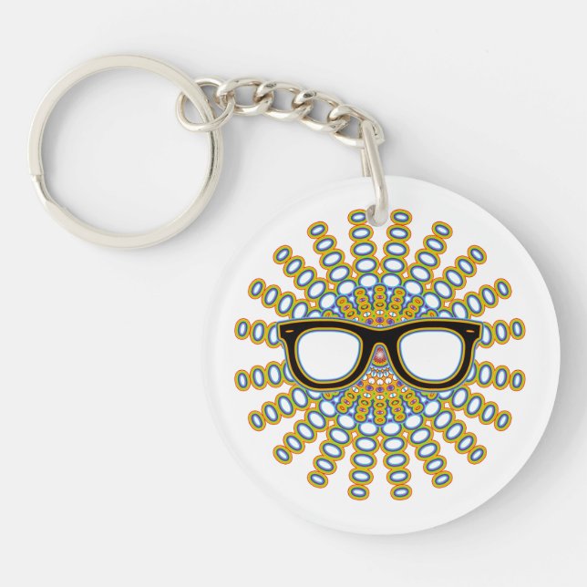 Sunny Nerd Glasses + your backgr. & ideas Key Ring (Front)