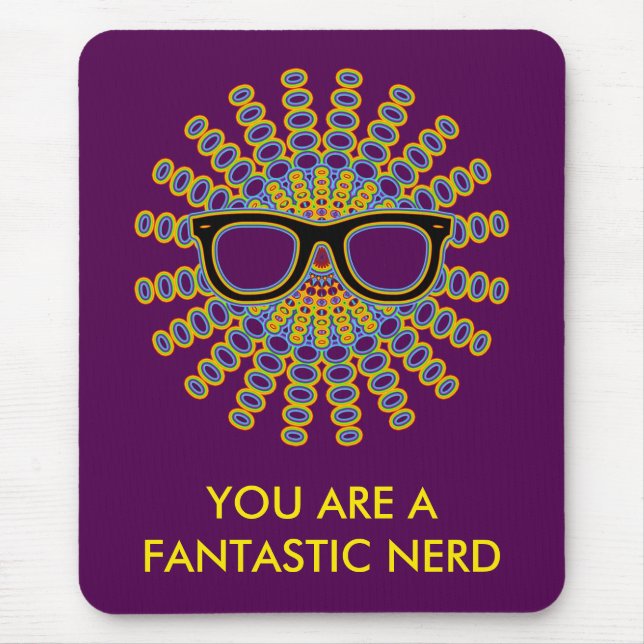 Sunny Nerd Glasses + your backgr. & ideas Mouse Pad (Front)