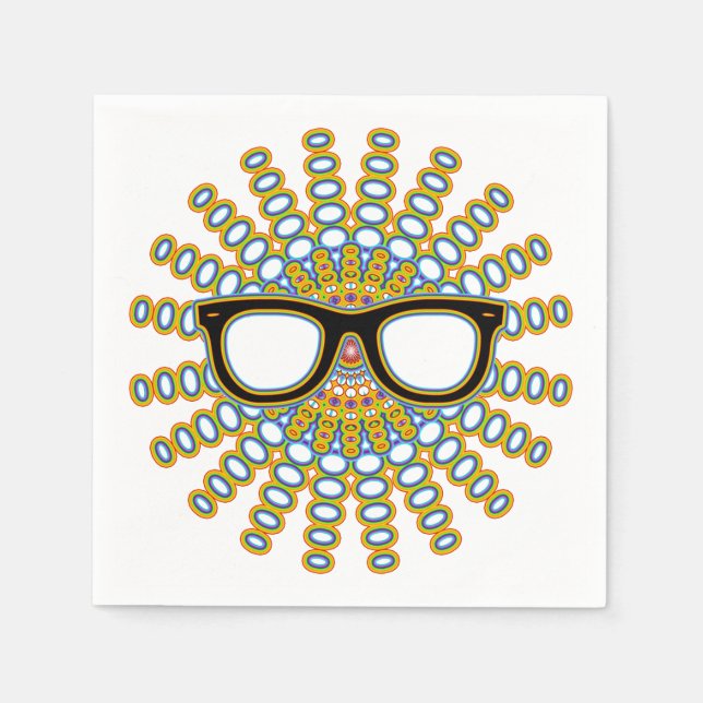 Sunny Nerd Glasses + your backgr. & ideas Napkin (Front)
