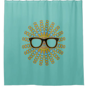 Sunny Nerd Glasses + your backgr. & ideas Shower Curtain