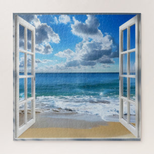Sunny Ocean Window View Jigsaw Puzzle