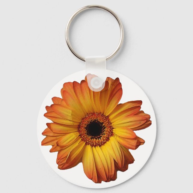 Sunny Orange gerbera flower bloom Key Ring (Front)